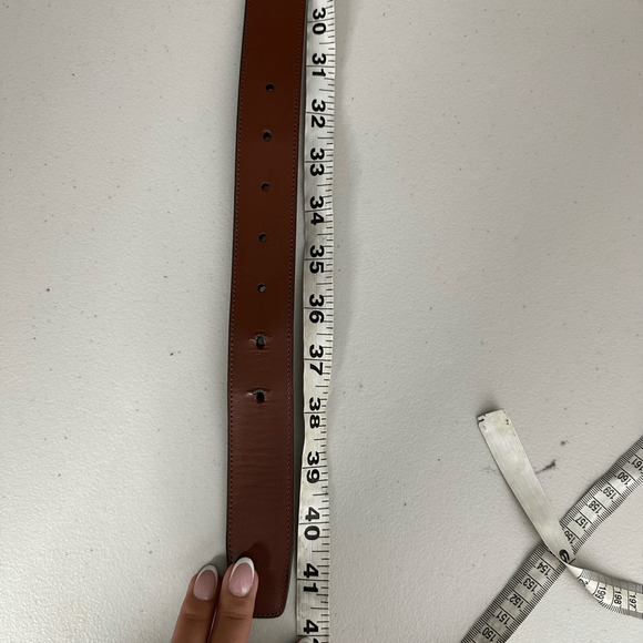 PENGUIN Black LEATHER Dress belt smooth silver hardware HN32051 Men's 32 - Picture 8 of 8